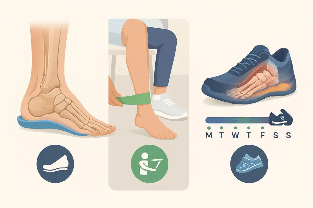 Techniques for reducing RA-related foot pain and minimising deformity risk using mechanical offloading and foot exercises.