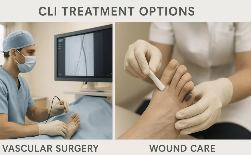 Dual approach to CLI treatment involving revascularisation and specialist podiatric management for ischemic foot wounds