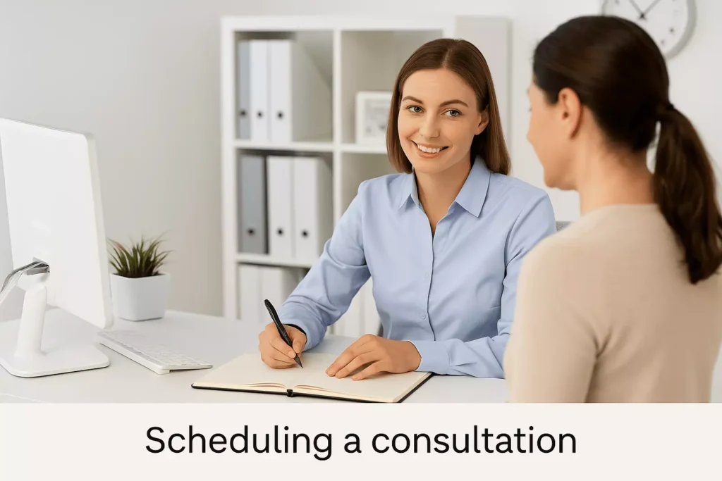Patient booking a foot surgery consultation at Freedom Clinics, Canary Wharf