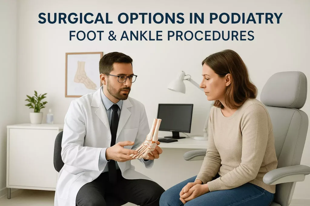 Podiatry consultation in Canary Wharf Podiatrist explaining foot and ankle conditions during a consultation in Canary Wharf