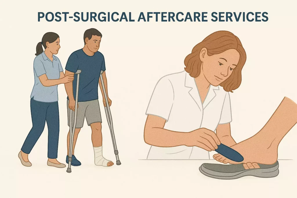 Aftercare: physio and orthotics Post-operative physiotherapy and custom orthotic fitting after surgery