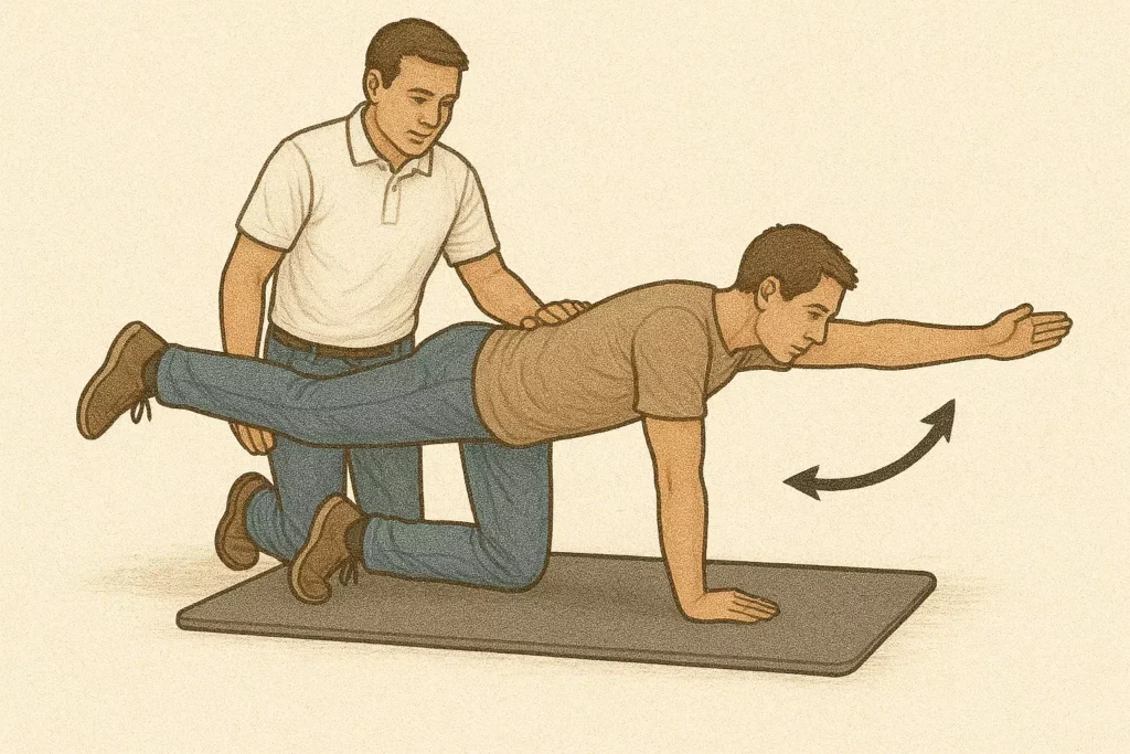 Targeted core stabilisation exercises to support spinal discs after injury