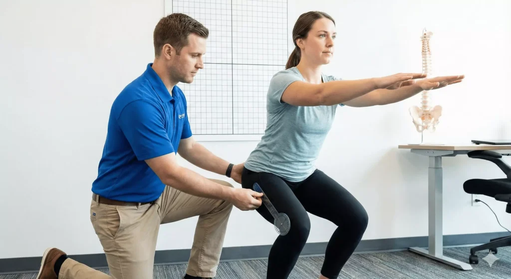 Posture and mobility assessment conducted by chiropractor using functional tests