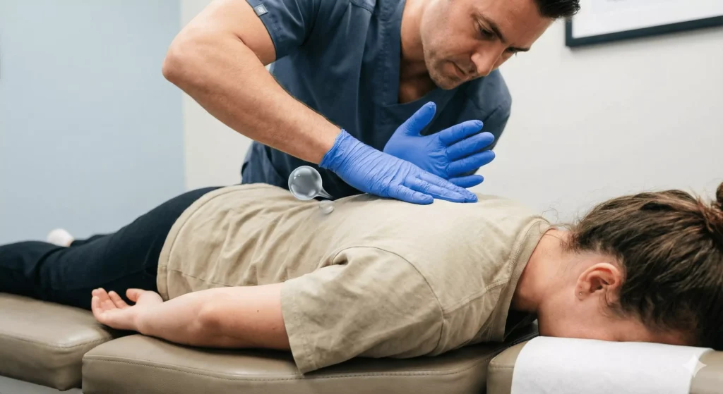 Joint cavitation release during chiropractic HVLA adjustment