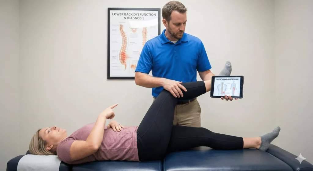 Chiropractic diagnosis of sciatic nerve irritation causing leg pain