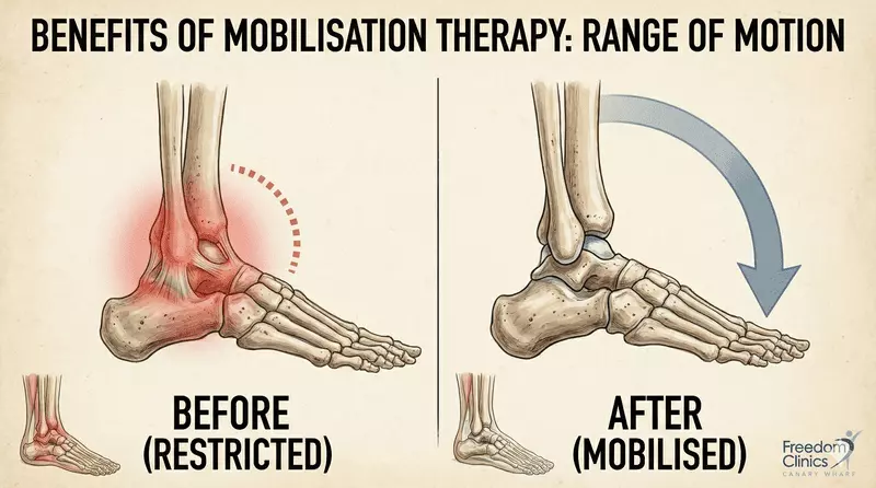 Mobilisation improving range of motion and reducing capsular joint tightness