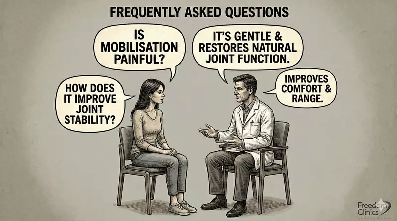 Patient asking about mobilisation therapy during a chiropractic consultation