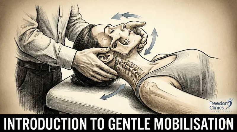 Chiropractor applying gentle mobilisation to restore joint motion and reduce stiffness